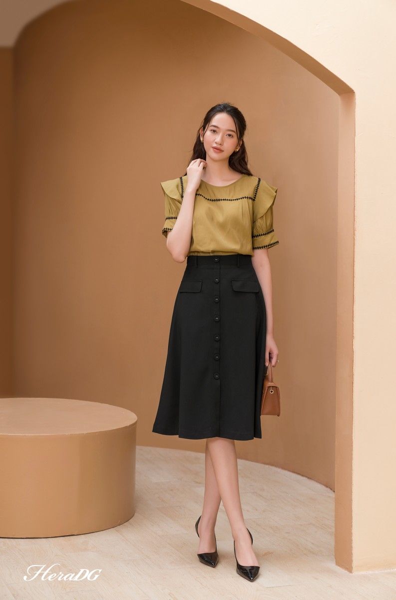 Áo suông tay bồng phối ren/SAKBA085/HERA08