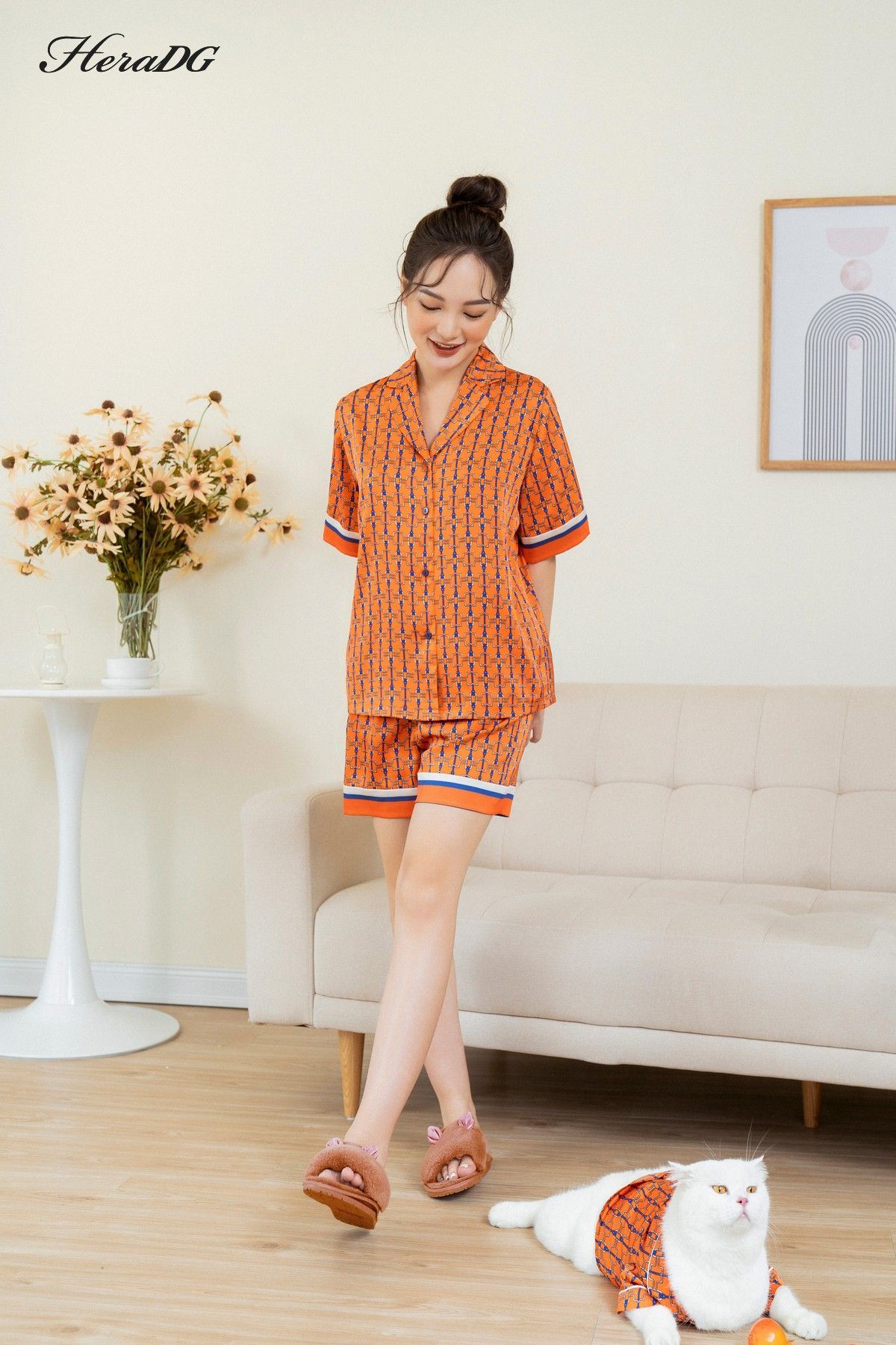 Bộ pijama ngắn tay can phối tay/STBB3017/Hera09