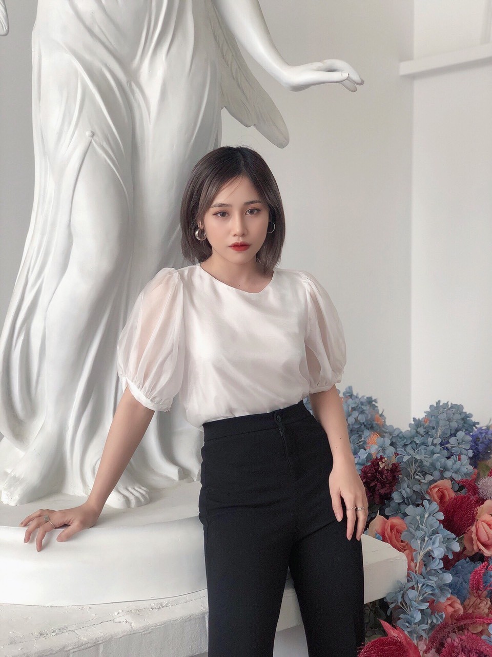 Áo cổ tròn tay bồng/SAKBA028/Đ2.2021