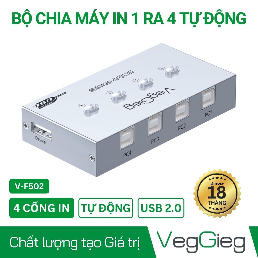 Bộ Chia 4 Máy Tính Ra 1 Máy In Tự Động V-F502 VegGieg
