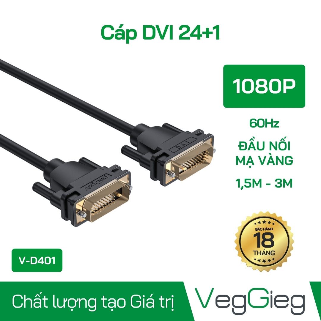 Dây Cáp DVI Dài 1.5m V-D401 Veggieg