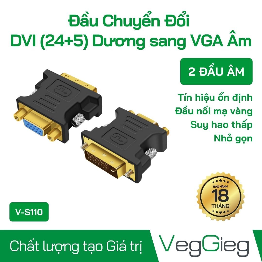 Đầu Chuyển Đổi DVI To VGA Âm - V-S110