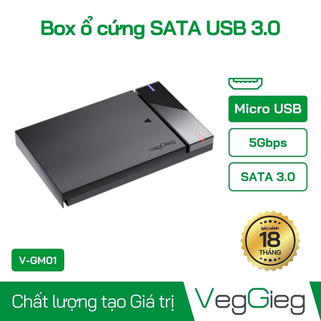Box ổ cứng Sata 3 2.5'' USB 3.0 Cáp Micro-USB - V-GM01 VegGieg
