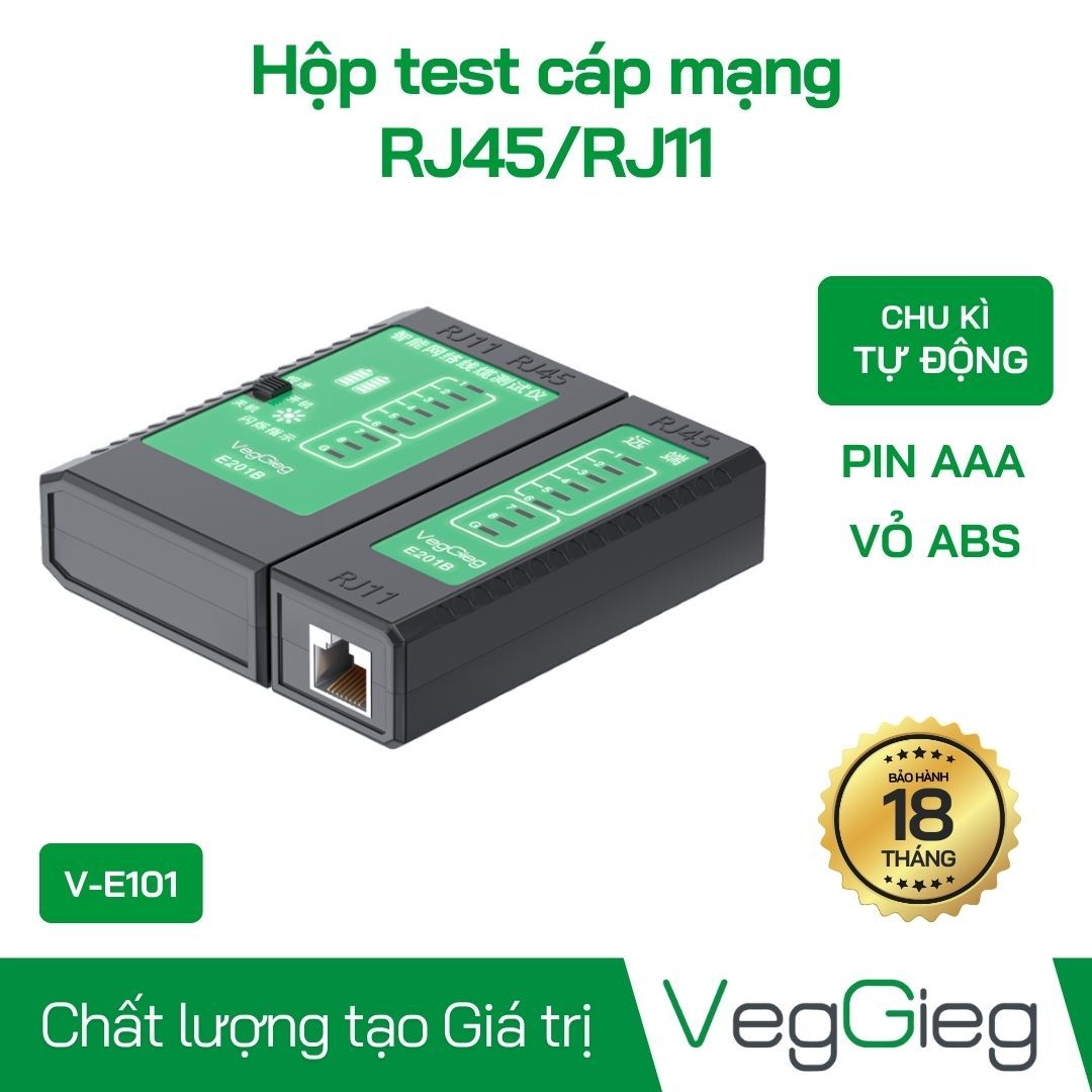Hộp test cáp mạng RJ45/RJ11 - V-E101 VegGieg
