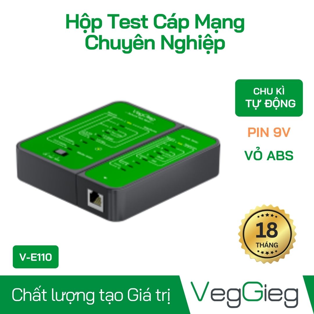 Hộp test cáp mạng RJ45/RJ11/PoE- V-E110 VegGieg