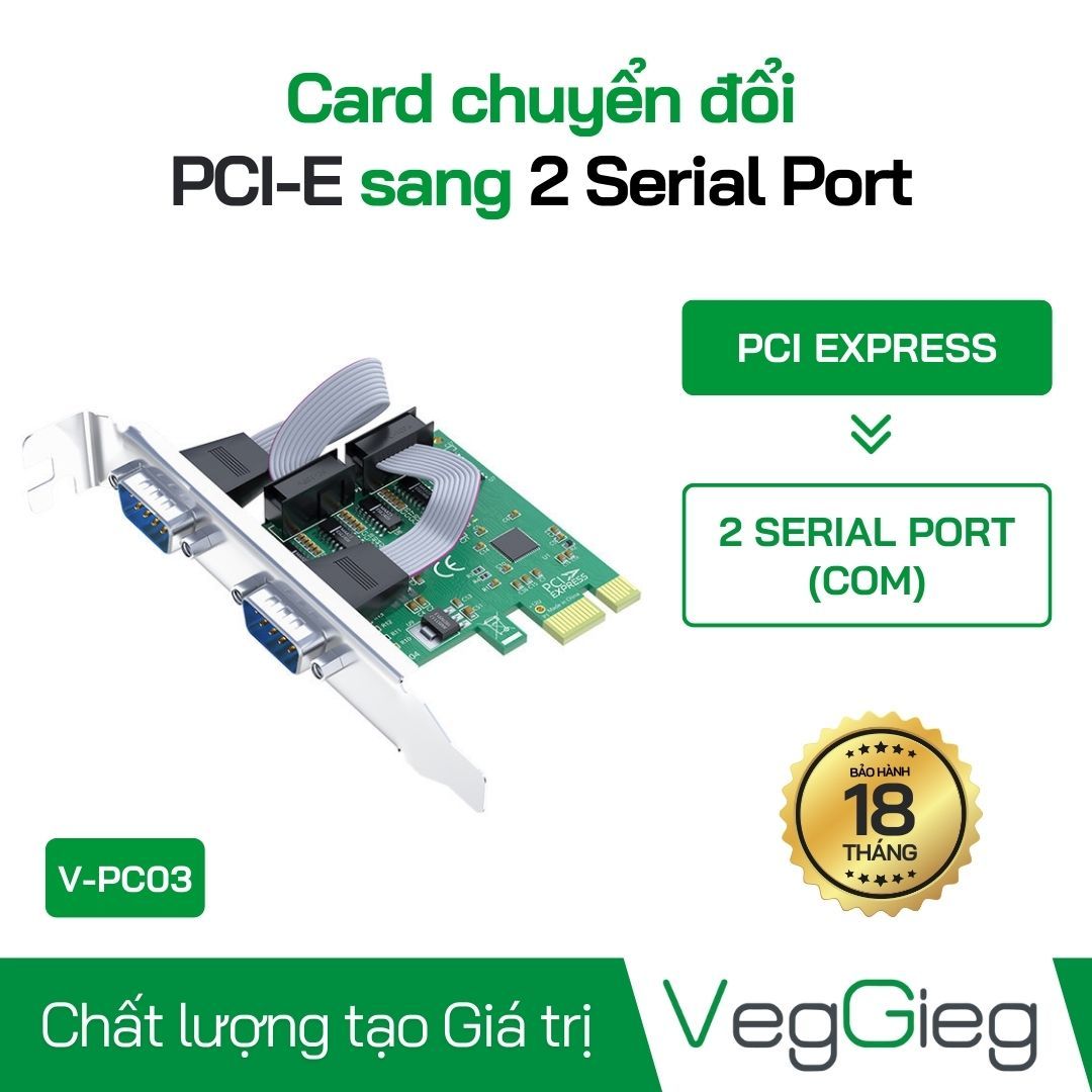 Card PCI to com 2 Port Com 9 chân V-PC03 Veggieg
