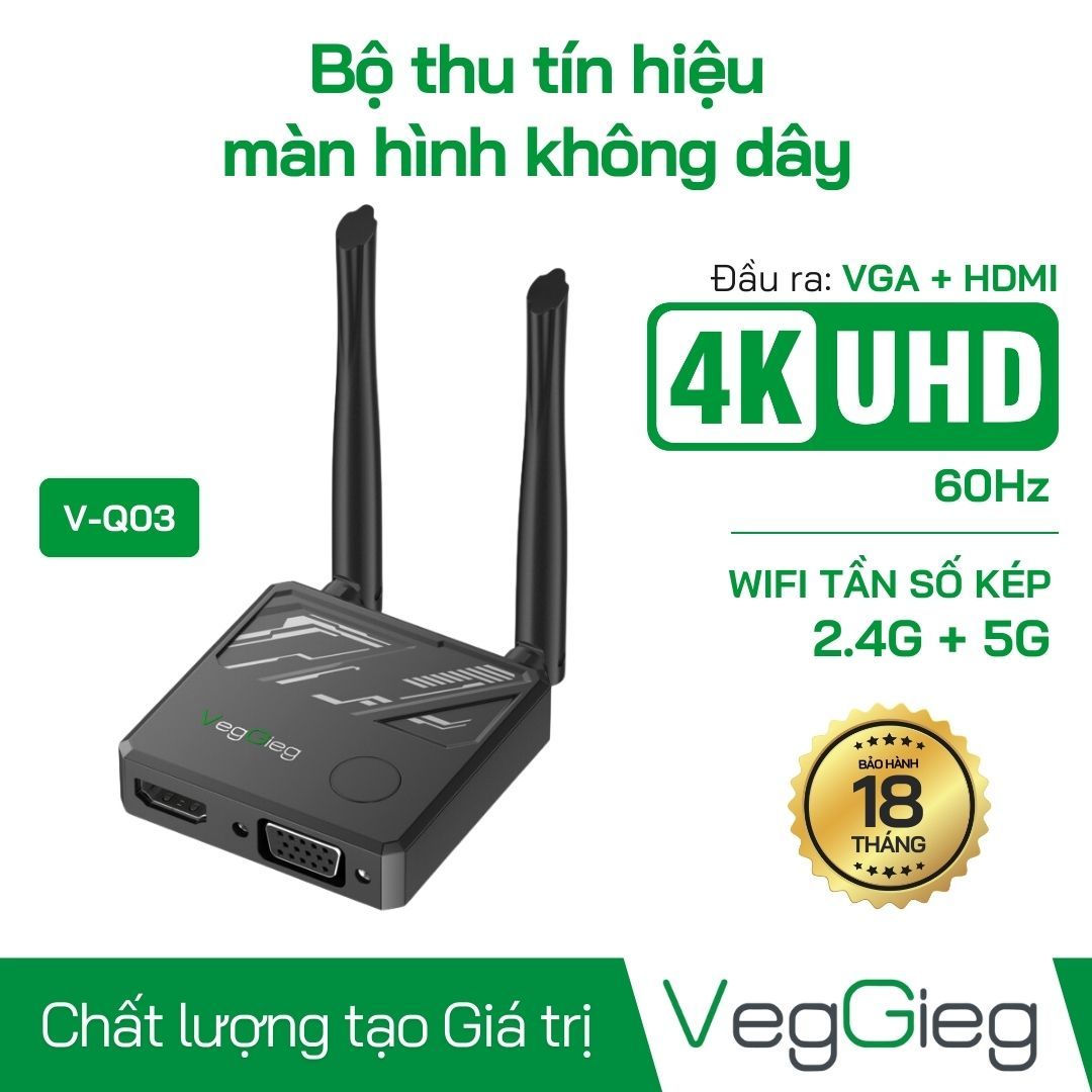 Bộ Thu Tín Hiệu HDMI & VGA Không dây 20m 4K V-Q03 VegGieg