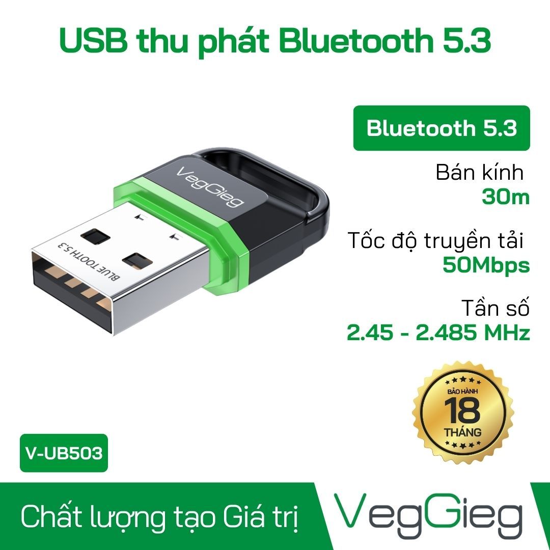 USB Thu phát Bluetooth 5.3 V-UB503 Veggieg
