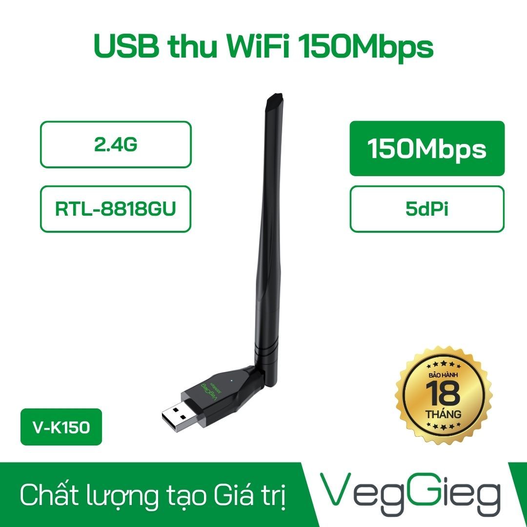 USB Thu WiFi 150Mb 2.4G (1 Ăngten) V-K150 VegGieg