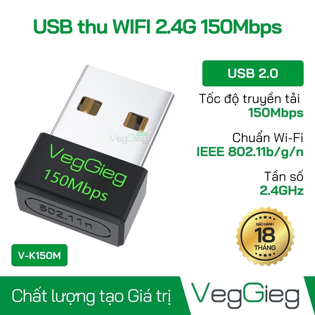 USB Thu WiFi Mini Nano 150Mb V-K150M VegGieg