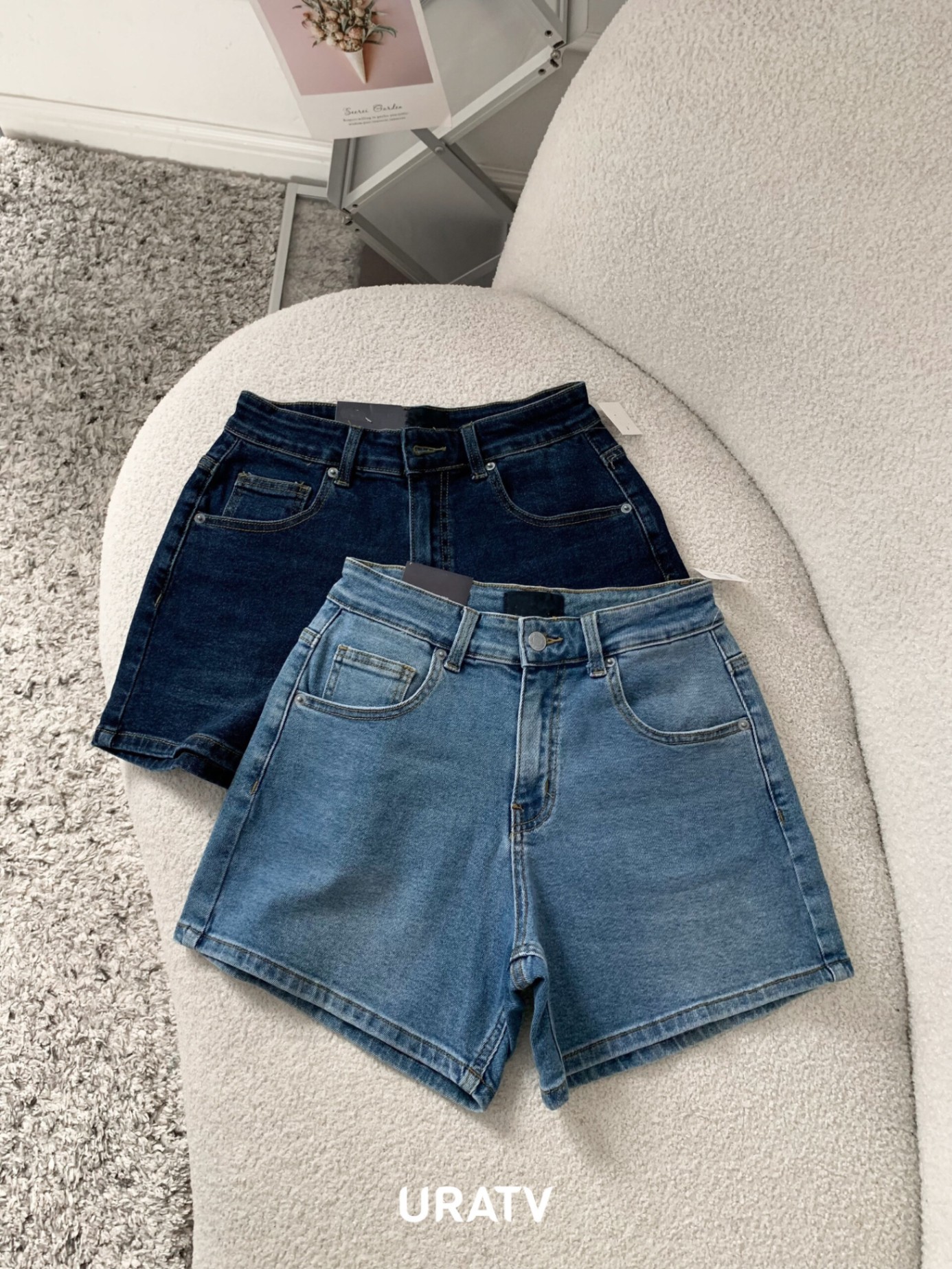 Short jeans ống rộng co giãn mã G 235