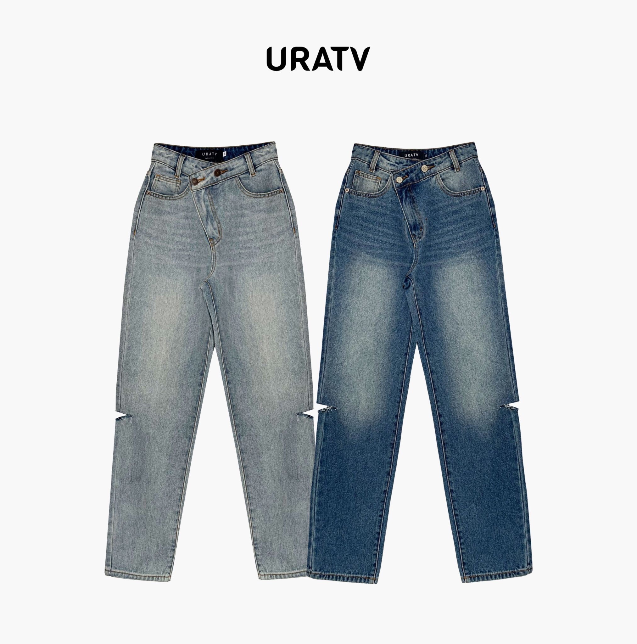 Quần jeans boyfriend lệch lưng cắt cạnh URATV 285