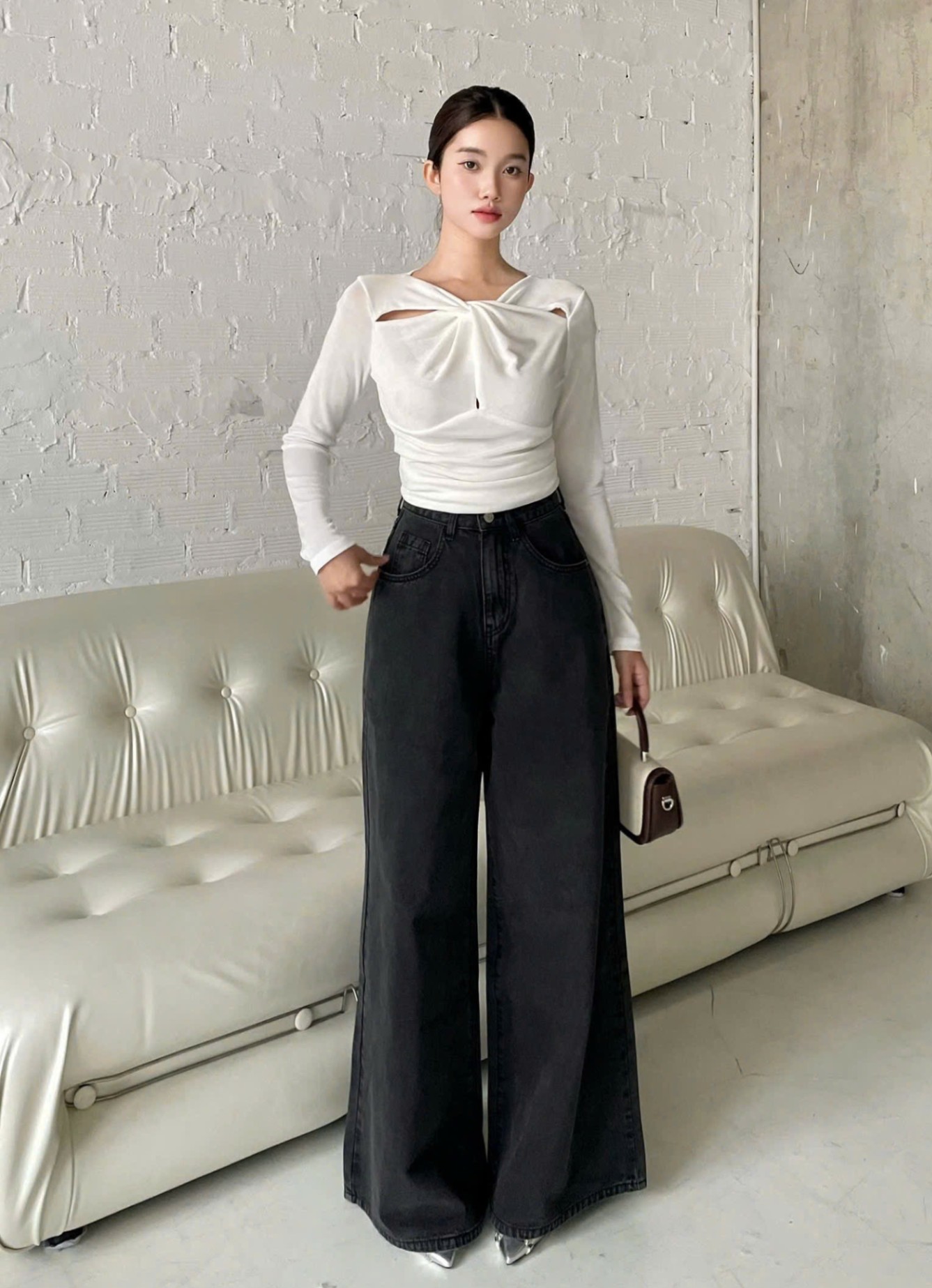 Quần jean suông URATV ống rộng 36cm 445