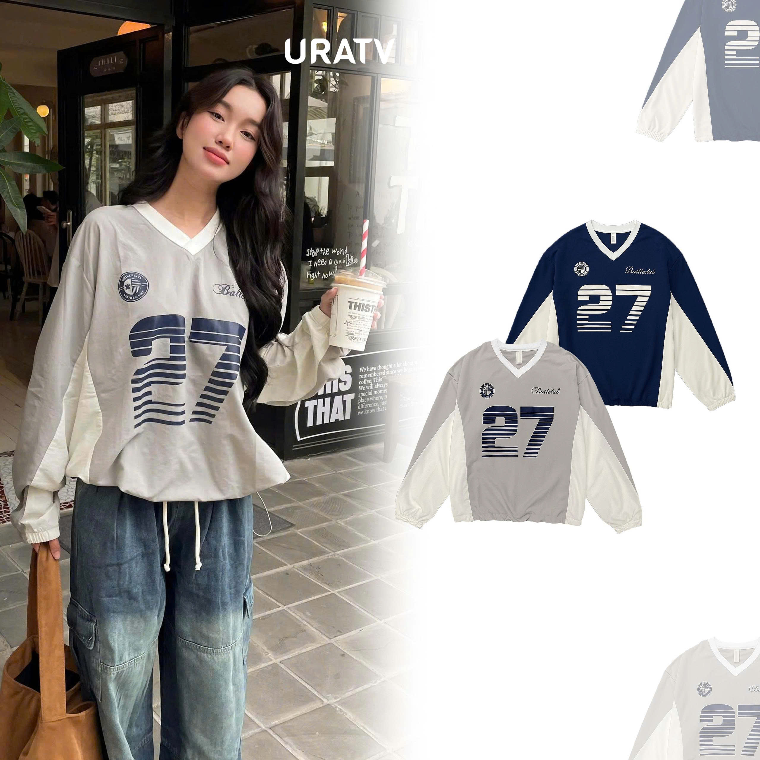 Khoác hoodie cổ V 365
