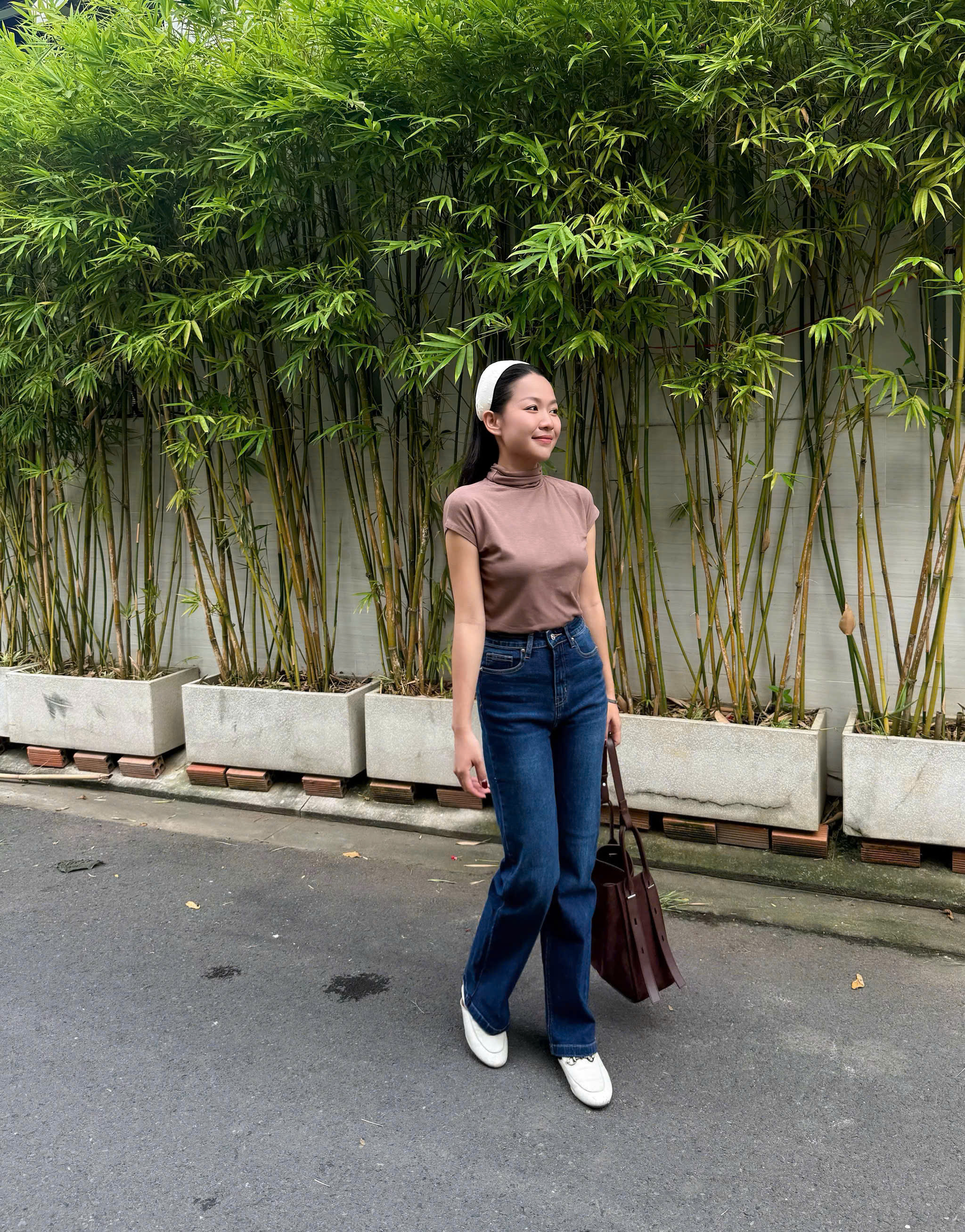 Quần suông jeans co giãn dài 102cm basic UR05 365