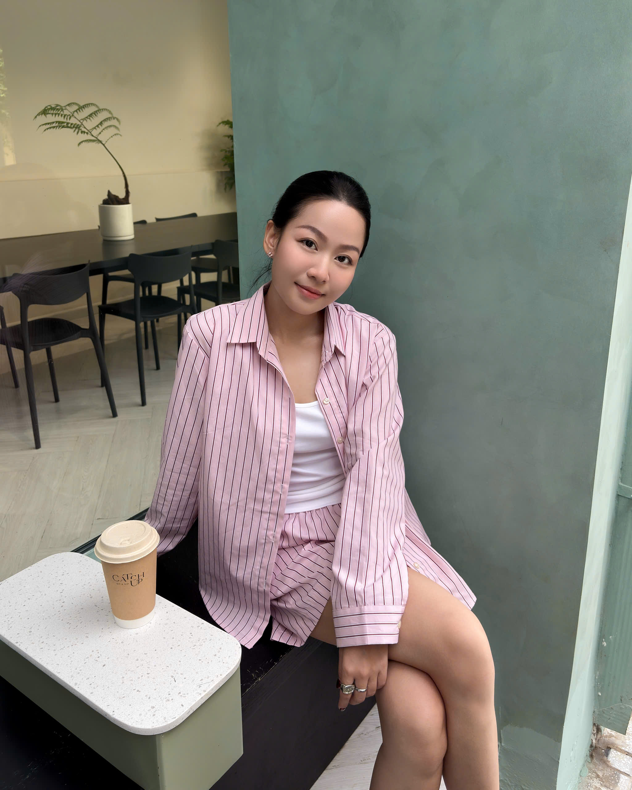 Set sơmi + short kẻ sọc URATV 345