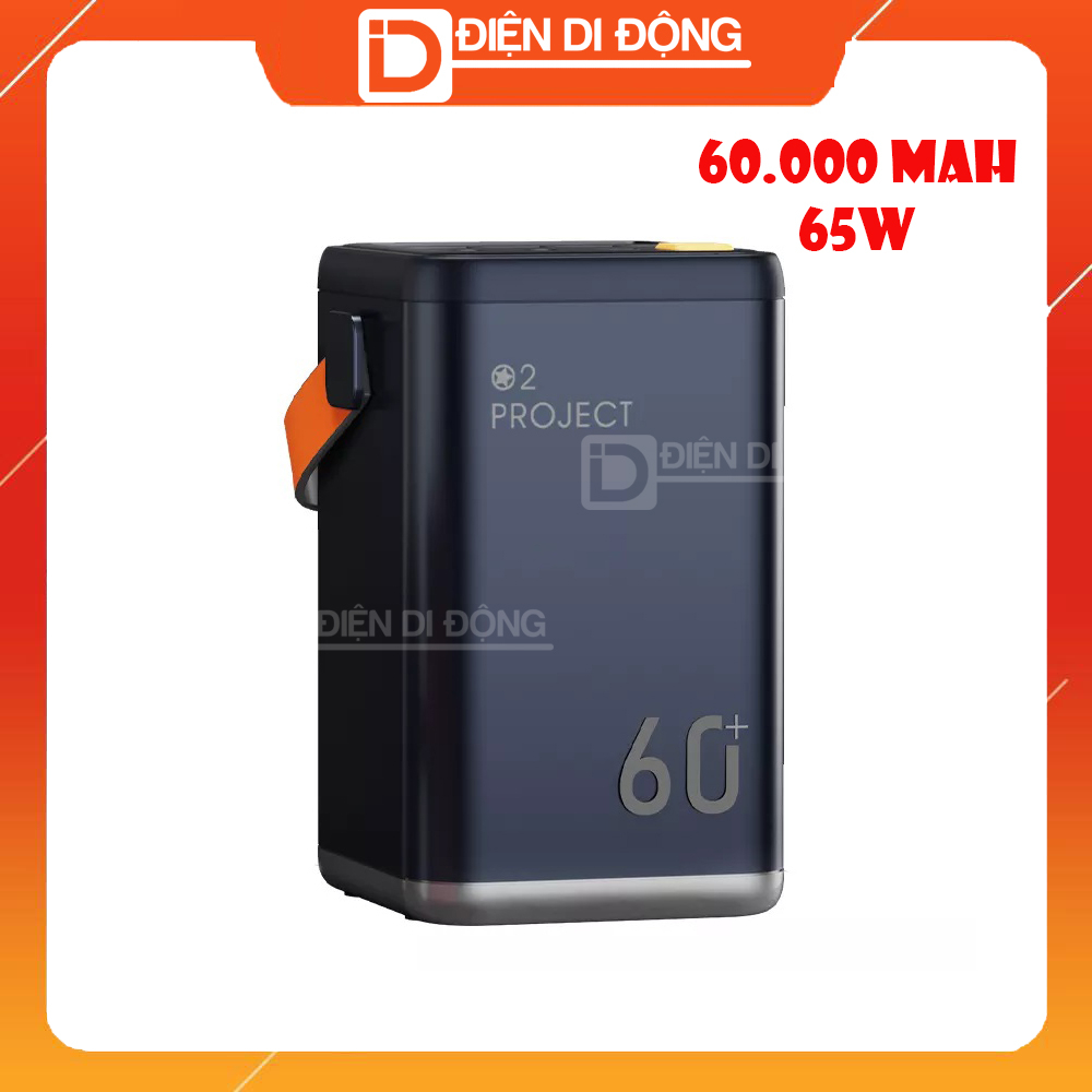 Pin sạc dự phòng 60000 mah O2 Project YT-2030 sạc nhanh PD 65W sạc nhanh laptop Tích hợp màn hình LCD và đèn LED chiếu sáng