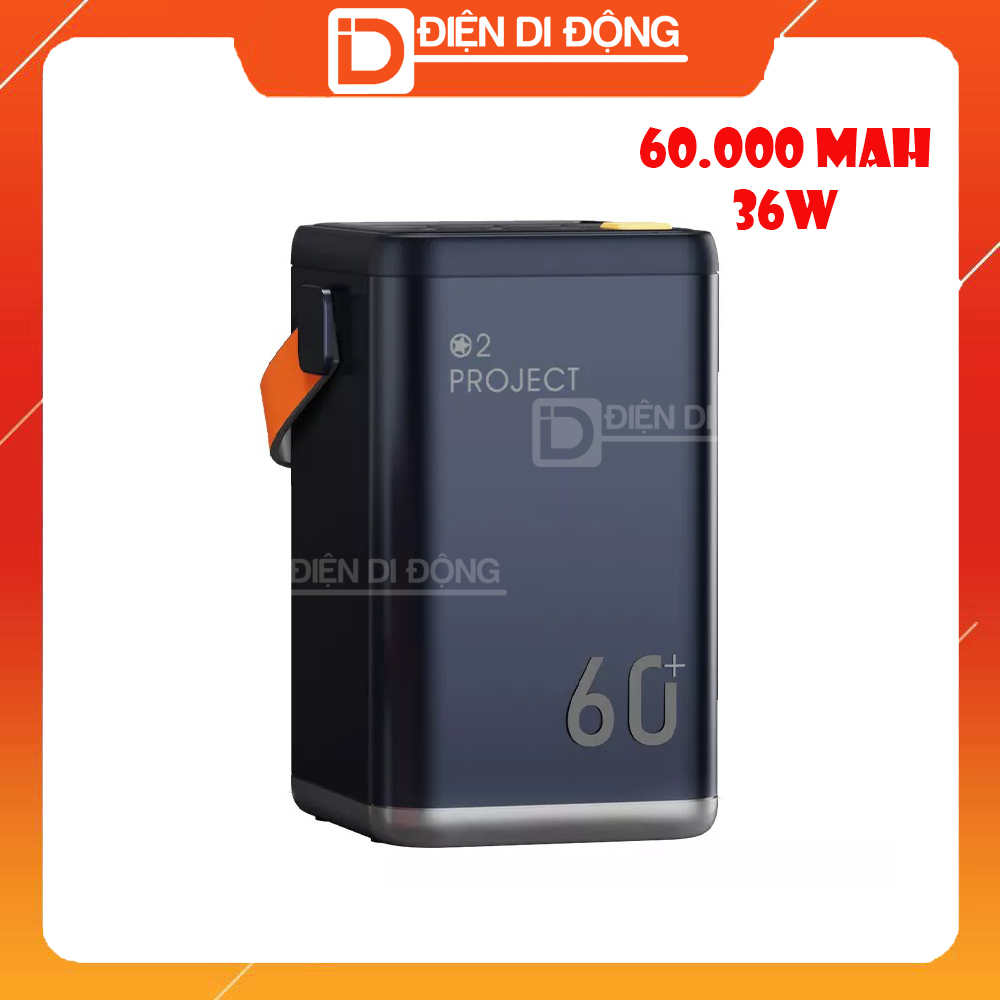 Pin sạc dự phòng 60000 mah O2 Project YT-2030 sạc nhanh PD 36W tích hợp màn hình LCD hiển thị thông số sạc và đèn LED