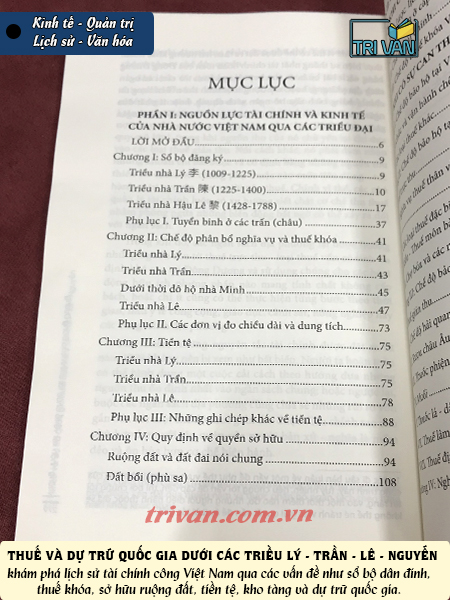 Thuế và dự trữ quốc gia dưới các triều Lý - Trần - Lê - Nguyễn