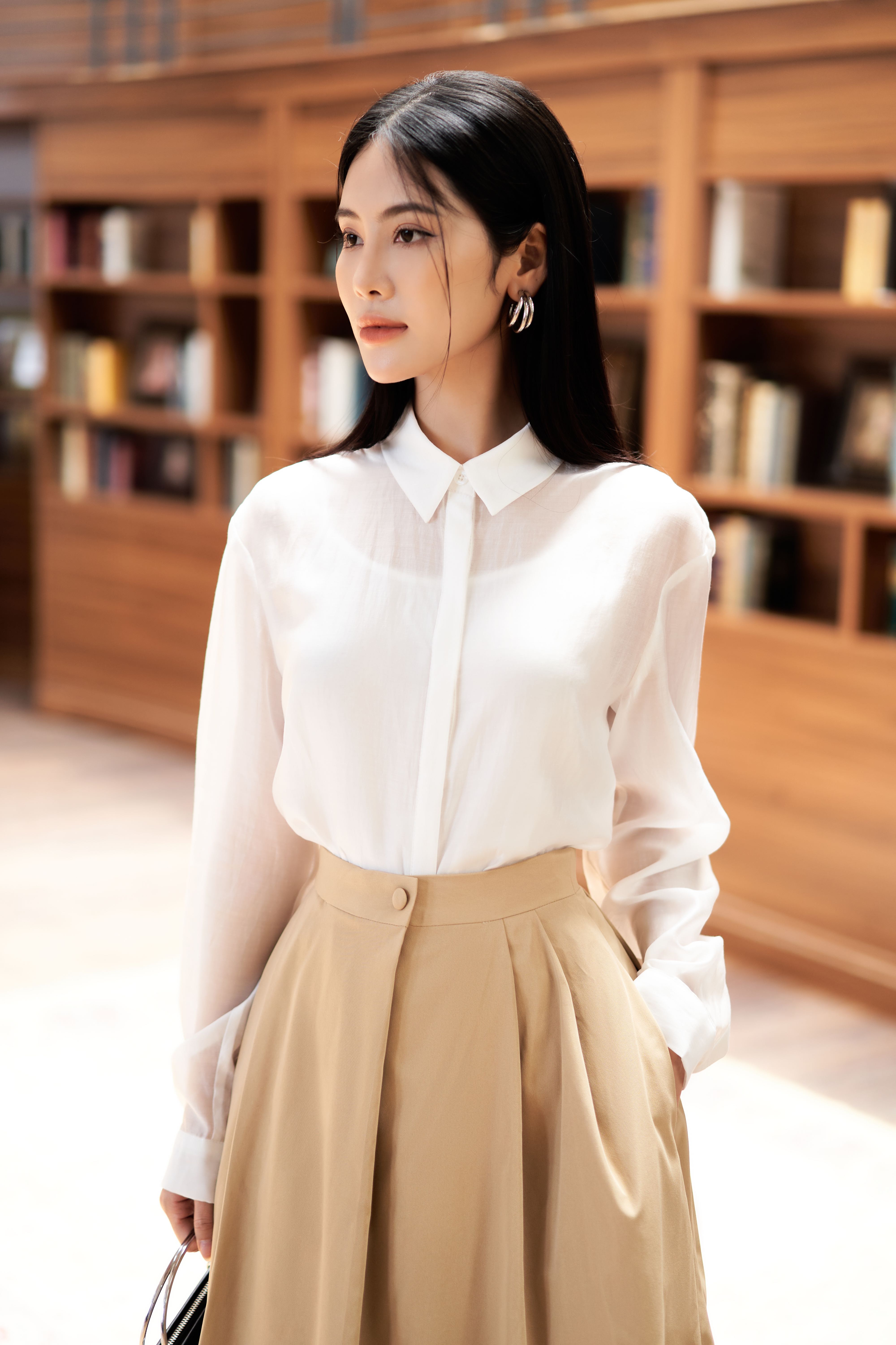 Áo sơ mi trắng công sở nữ tay dài ASM12-31 | Thời trang công sở K&K Fashion
