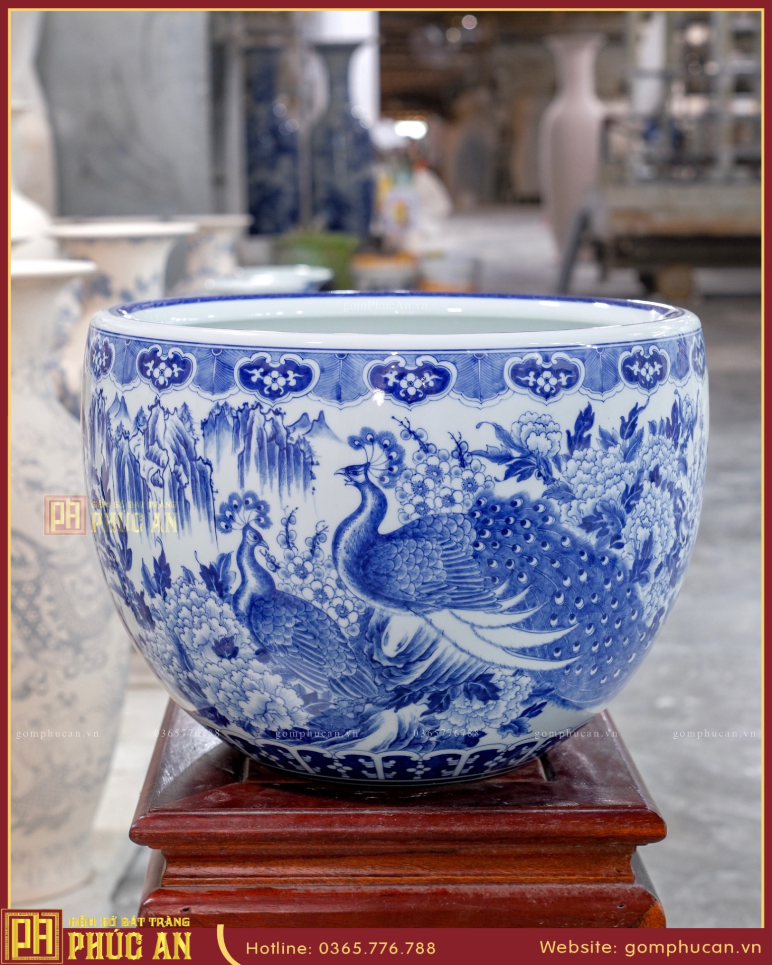 Thống sứ H27“Công Danh Phú Quý” men lam vẽ kỹ