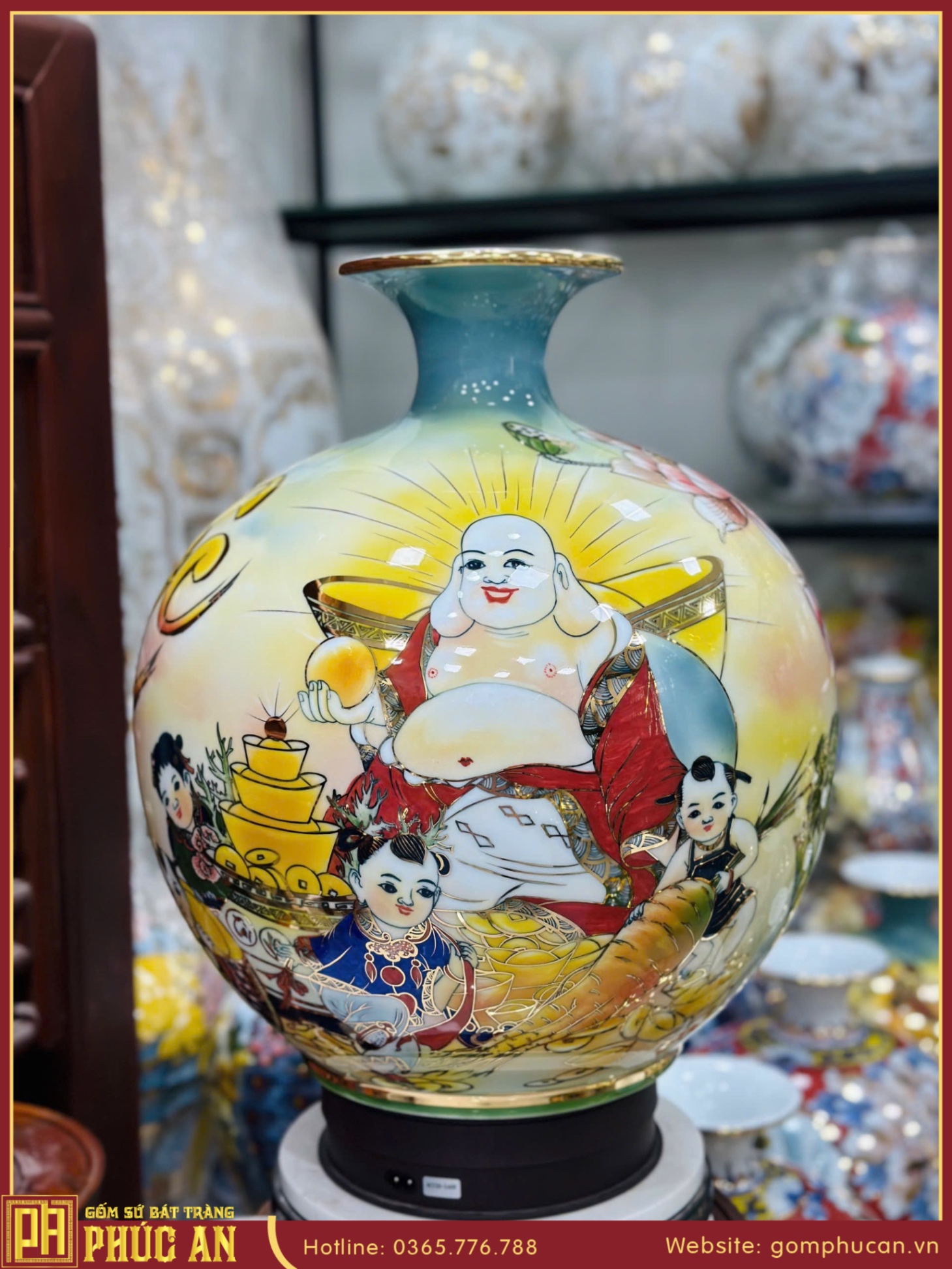 Bình hút lộc H45 “Di Lặc Ngũ Phúc” MS011