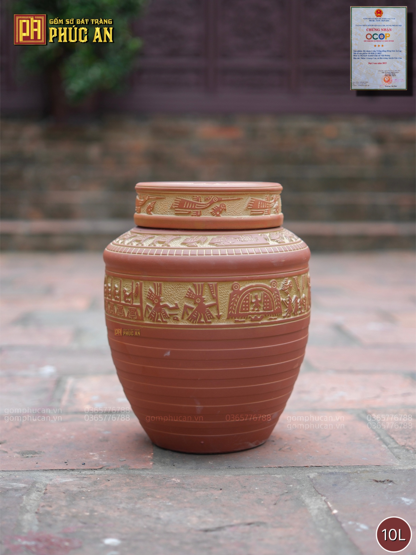 Chum sành Trống Đồng Huơu vàng 10L