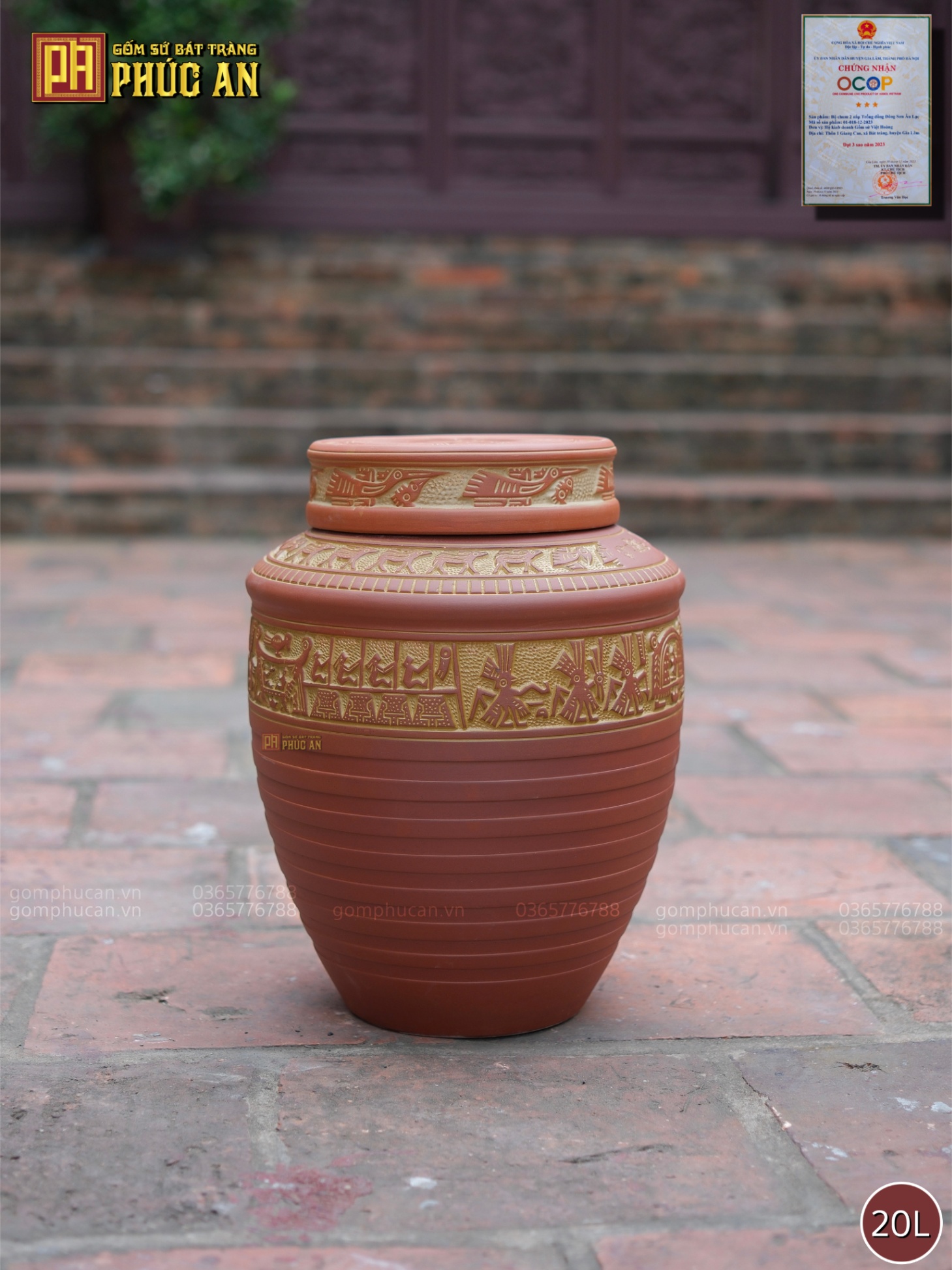 Chum sành Trống Đồng Huơu vàng 20L
