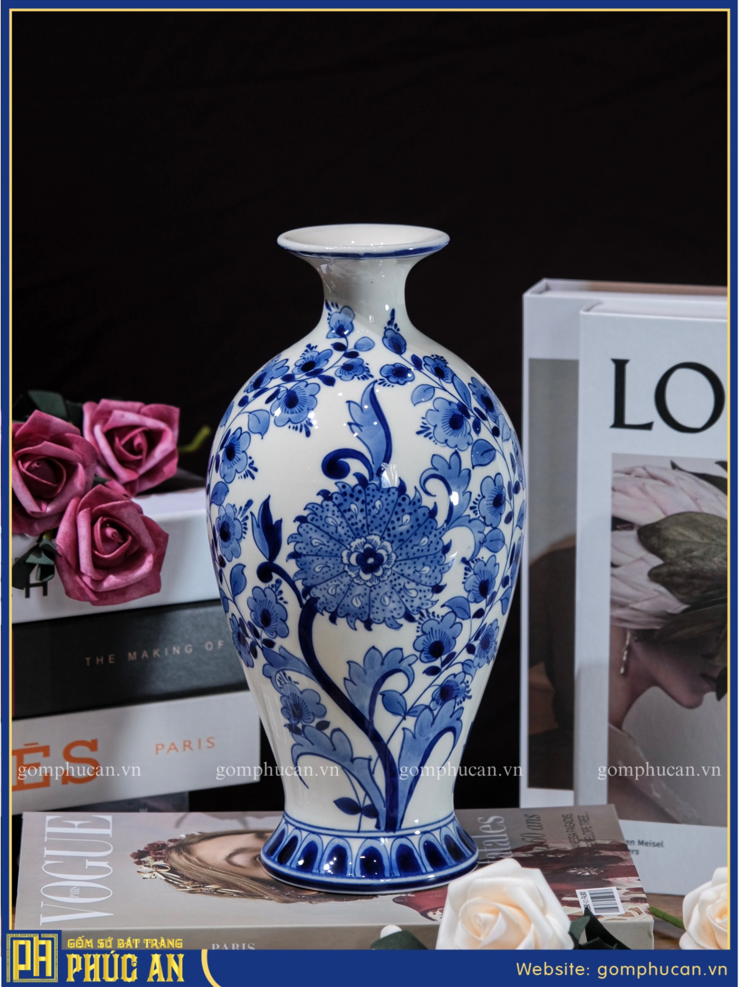 Lọ Hoa Men Lam HOA058