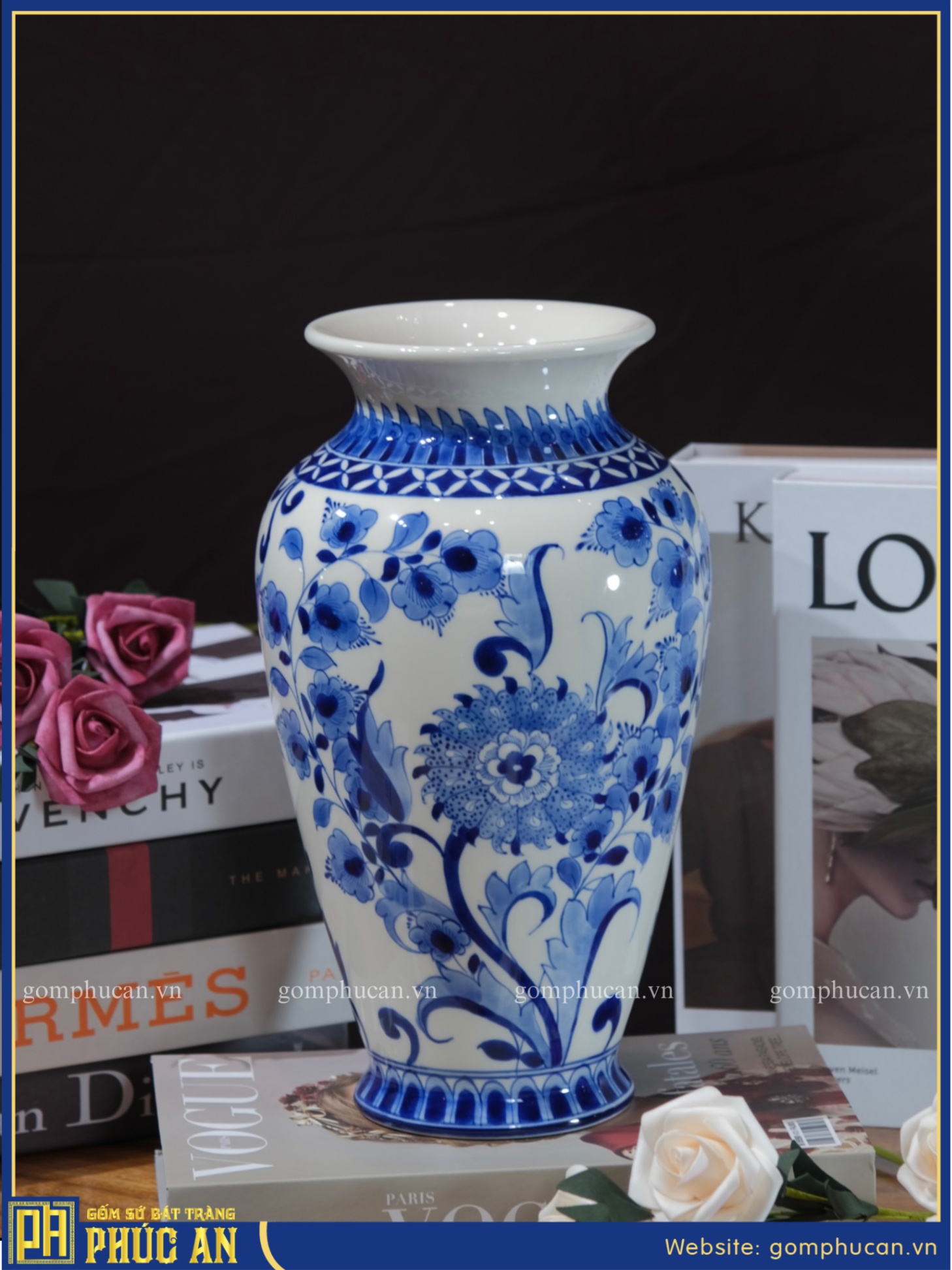 Lọ Hoa Men Lam HOA057