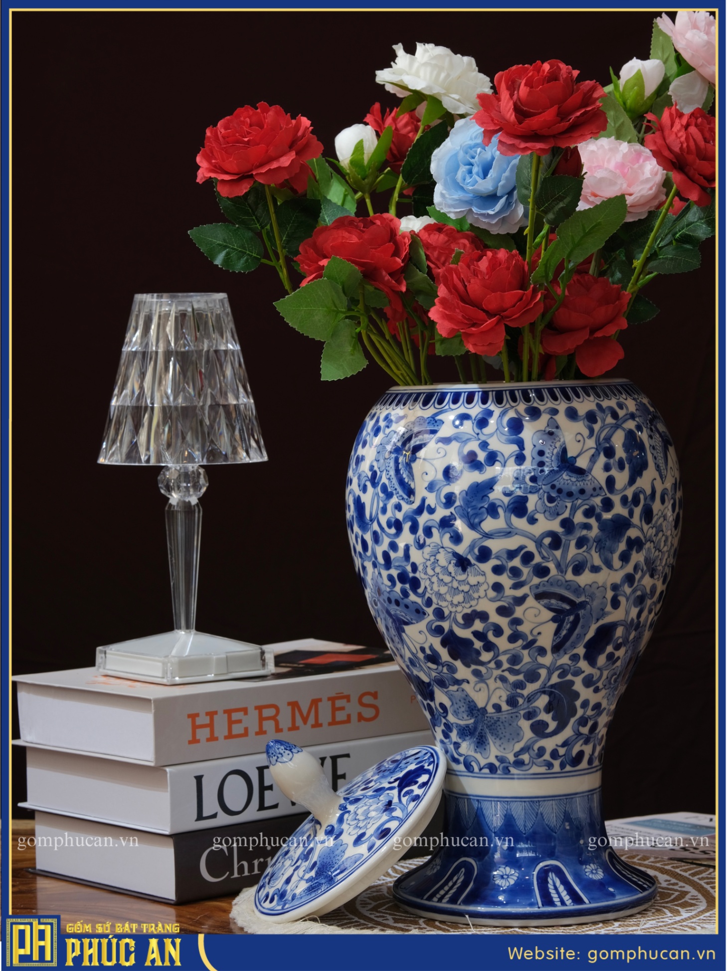 Lọ Hoa Men Lam HOA053