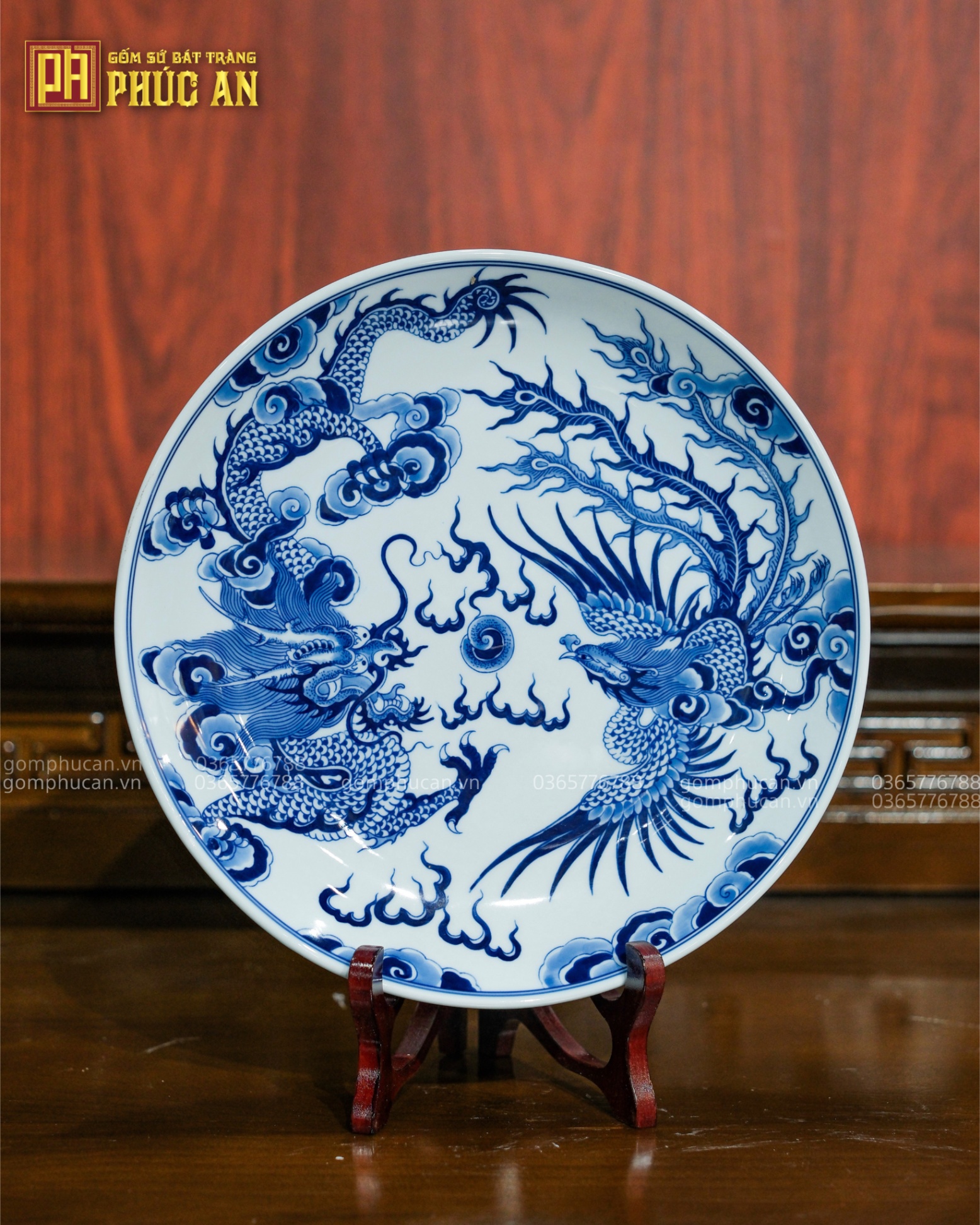 Mâm bồng Rồng Phượng ø27