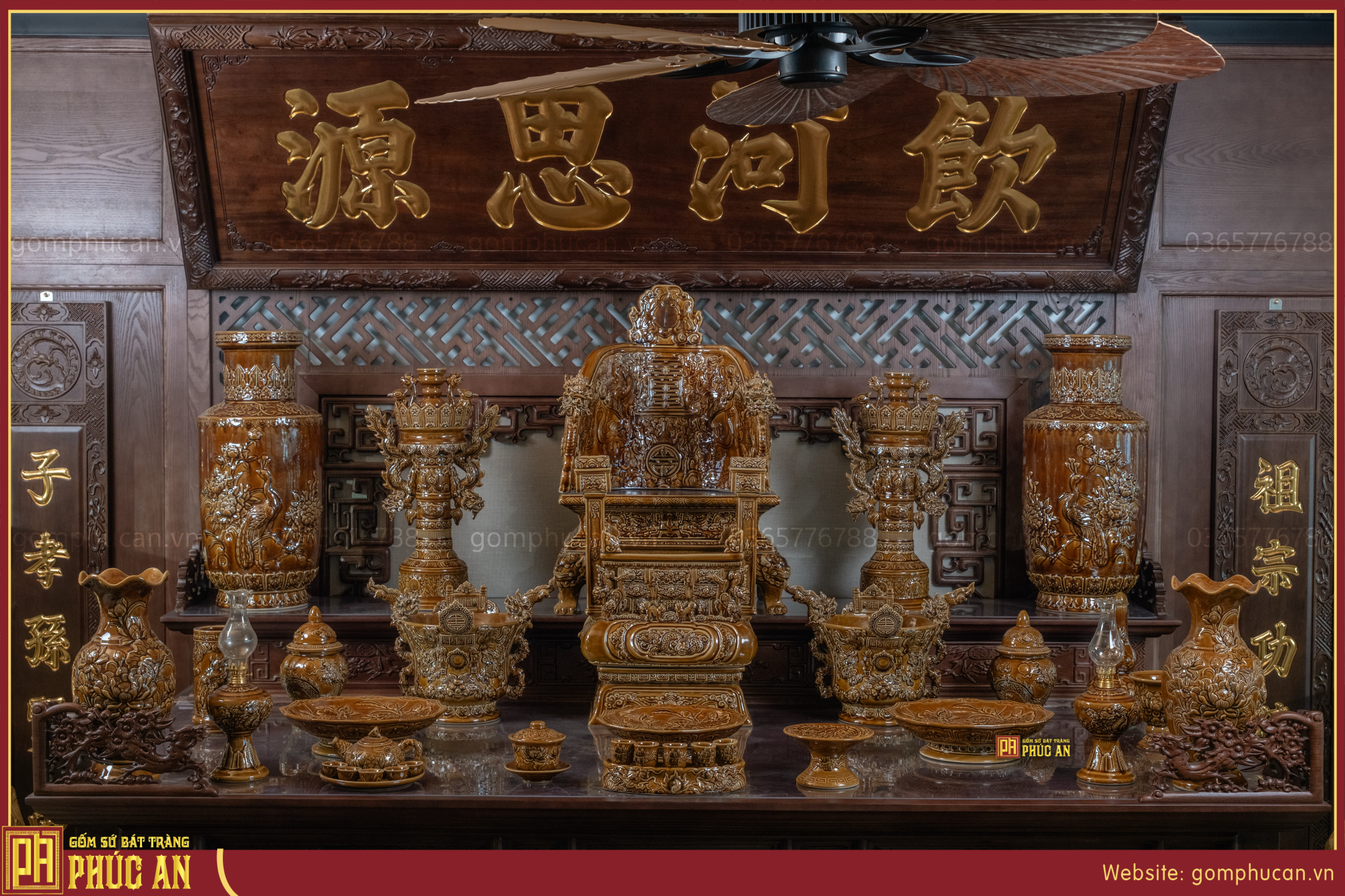 Bộ đồ thờ phỏng cổ men Hoàng Thổ