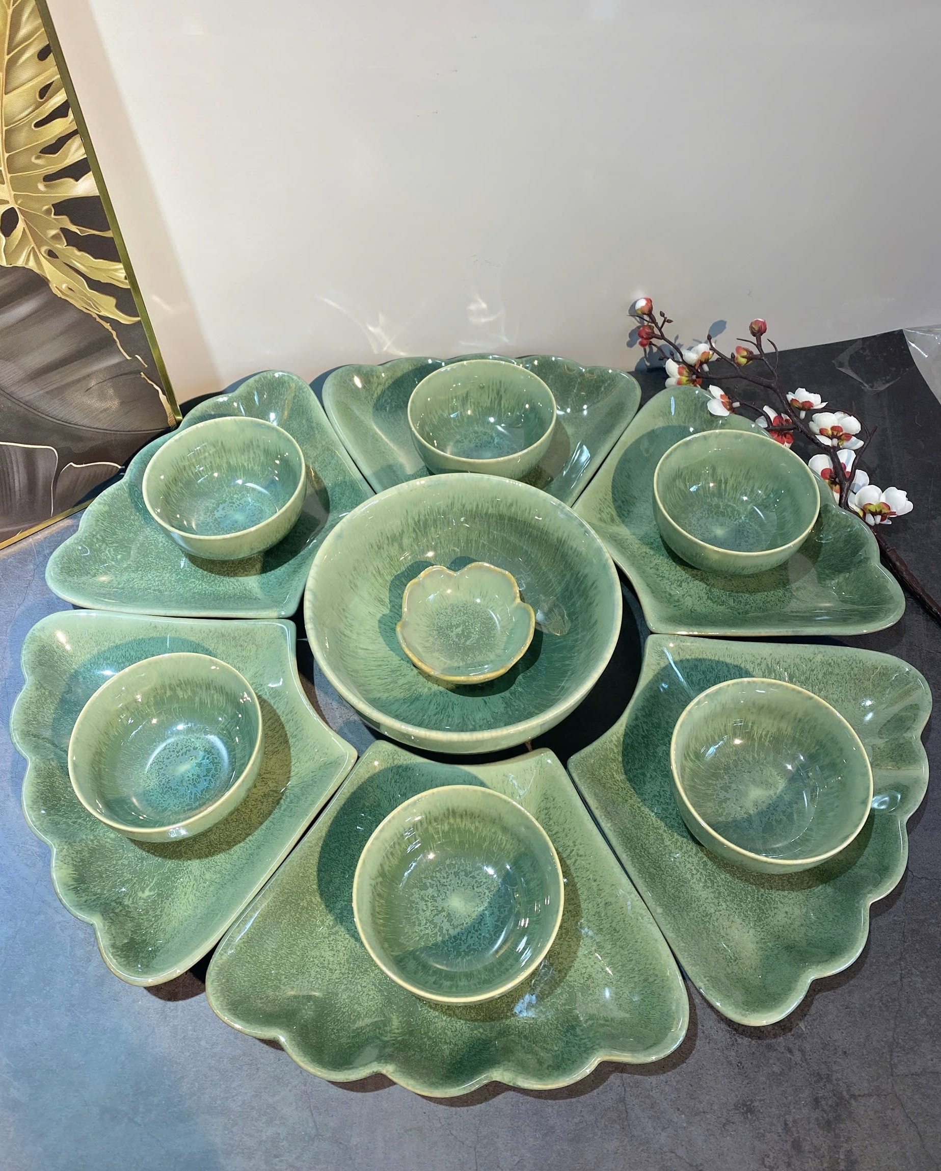 Hoa mặt trời 13 món men thiên thanh