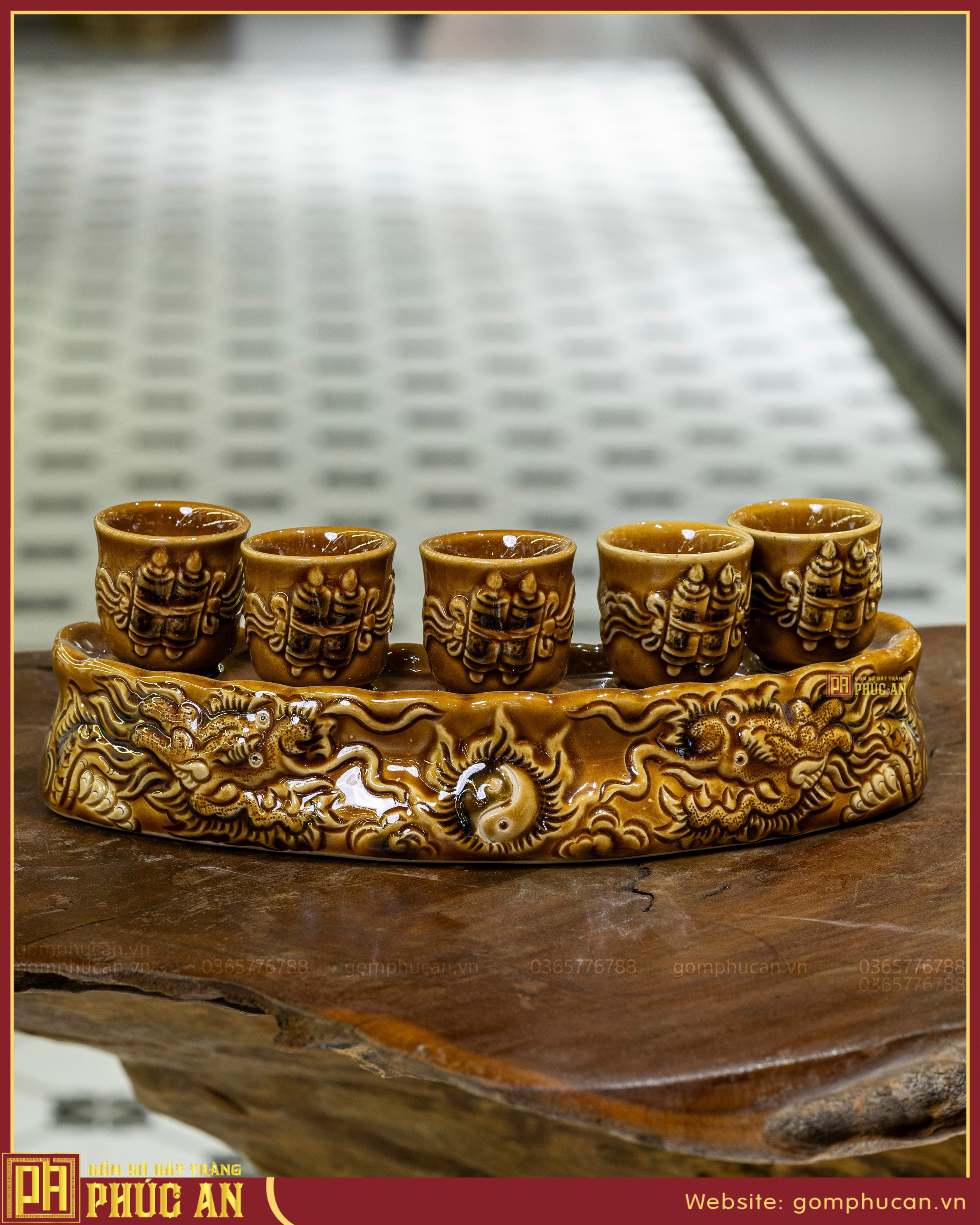 Kỷ cong thờ 5 chén 