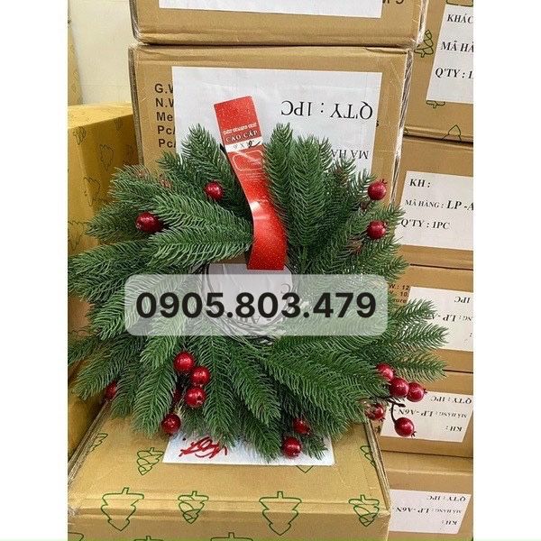 Dây thông PE trang trí noel dài 2m1 có trang trí sẵn