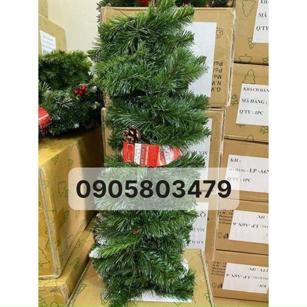 Dây thông trang trí noel 3 loại lá gắn trái thông dài 2m7