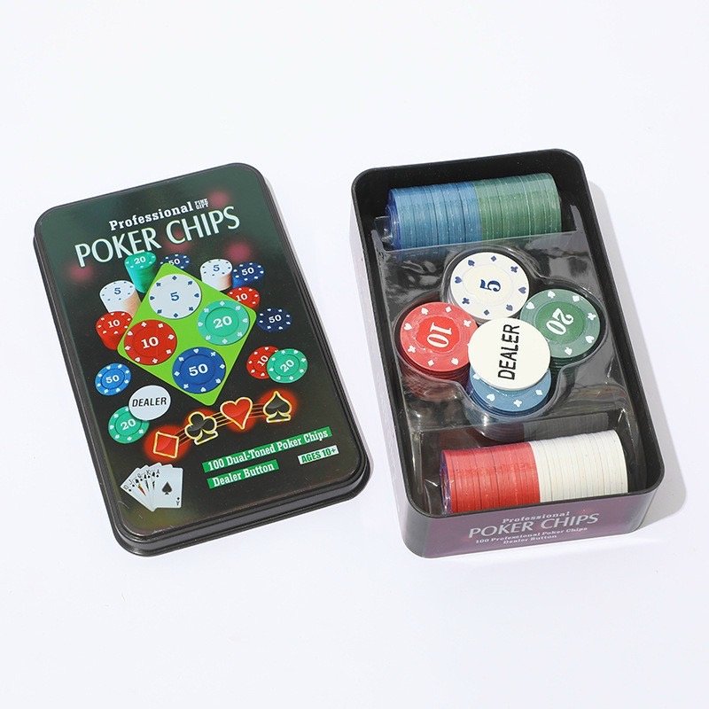 Bộ 100 chip poker Texas Hold'em có số hộp nhựa sang trọng(phỉnh poker)