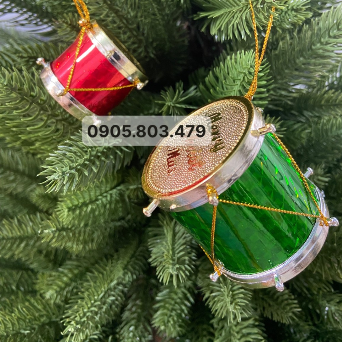 Trống trang trí treo cây thông noel, giáng sinh  nhiều màu sắc size  4cm 6cm