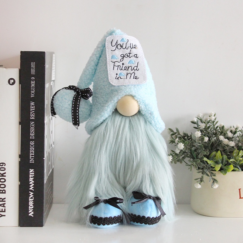 Búp bê Gnome vô diện màu xanh trang trí sang trọng size 25cm