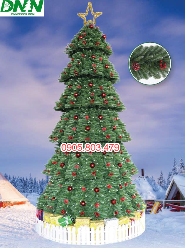 CÂY THÔNG KHỔNG LỒ 2 LOẠI LÁ CÓ TRANG TRÍ CAO TỪ 4M3 ĐẾN 12M3