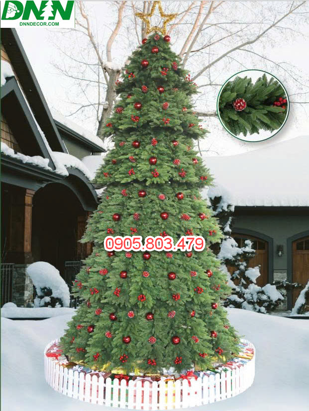 CÂY THÔNG PE 3 LOẠI LÁ CÓ TRANG TRÍ CAO TỪ 4M3 ĐẾN 12M3