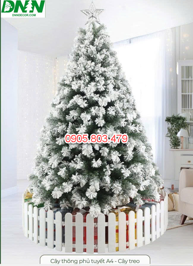 CÂY THÔNG NOEL PHỦ TUYẾT A4 CAO 1M2 1M5 1M8 2M1 2M4 3M 3M6 4M5