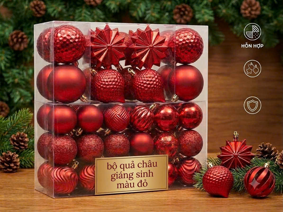Châu đỏ vali 48 trái đủ size 4-6-8cm