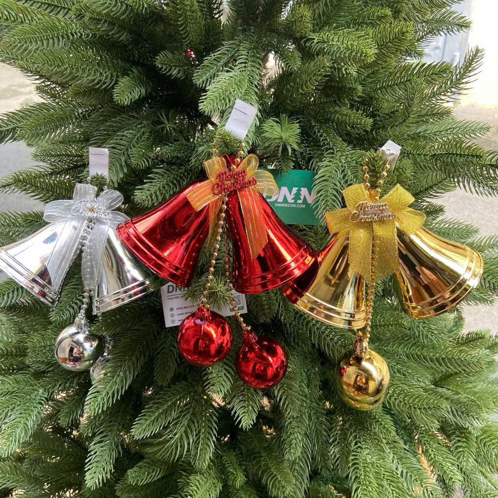 Chuông đôi bóng có châu 6cm 8cm 10cm - màu vàng, đỏ, bạc