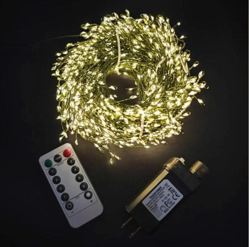 Đèn Led nguyệt quế cắm điện ánh sáng vàng 20M - 50M có điều khiển