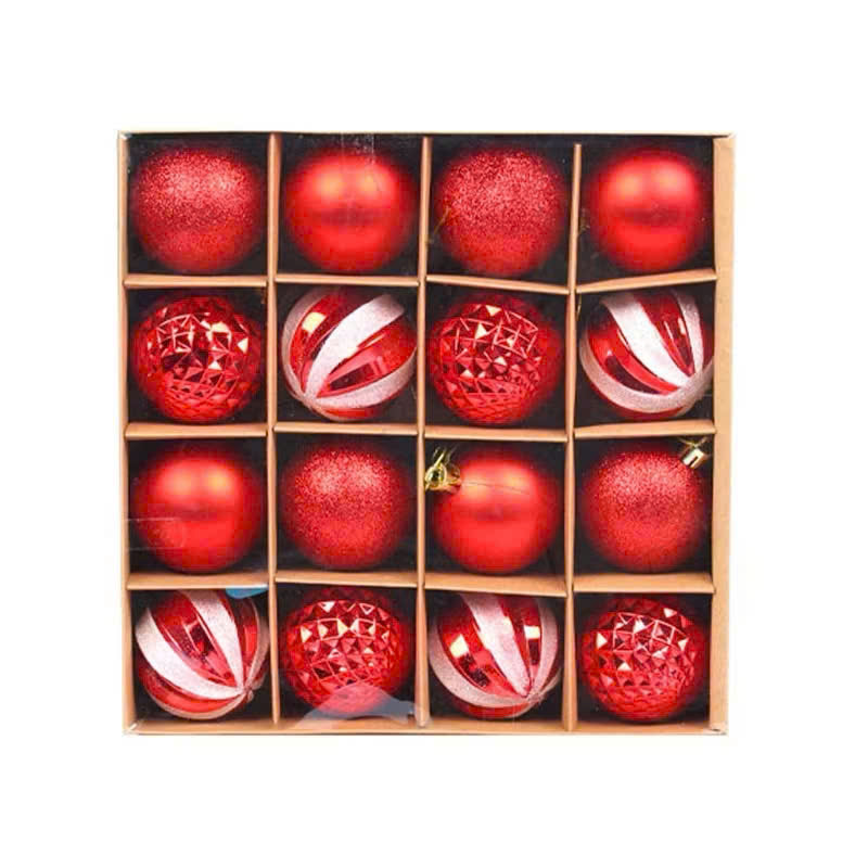 Hộp 16 châu đỏ kiểu trang trí giáng sinh size 6cm