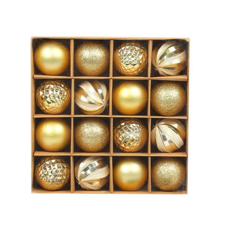 Hộp 16 châu vàng kiểu trang trí giáng sinh size 6cm