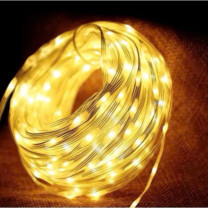 Led hạt gạo chống nước ánh sáng vàng ấm có chớp đầu cắm điện 50M