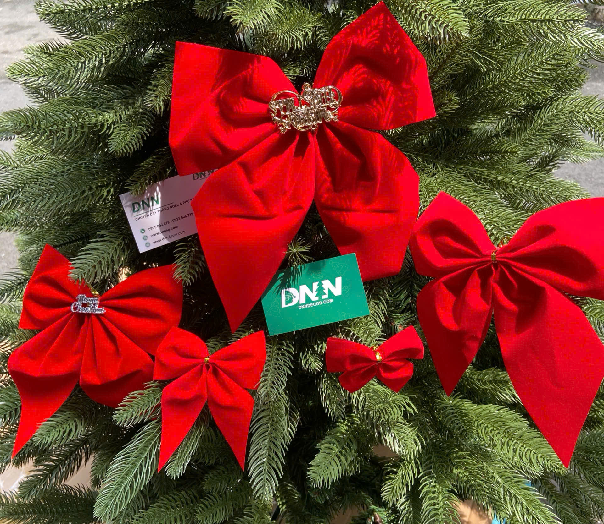 Nơ đỏ trang trí noel nhiều size